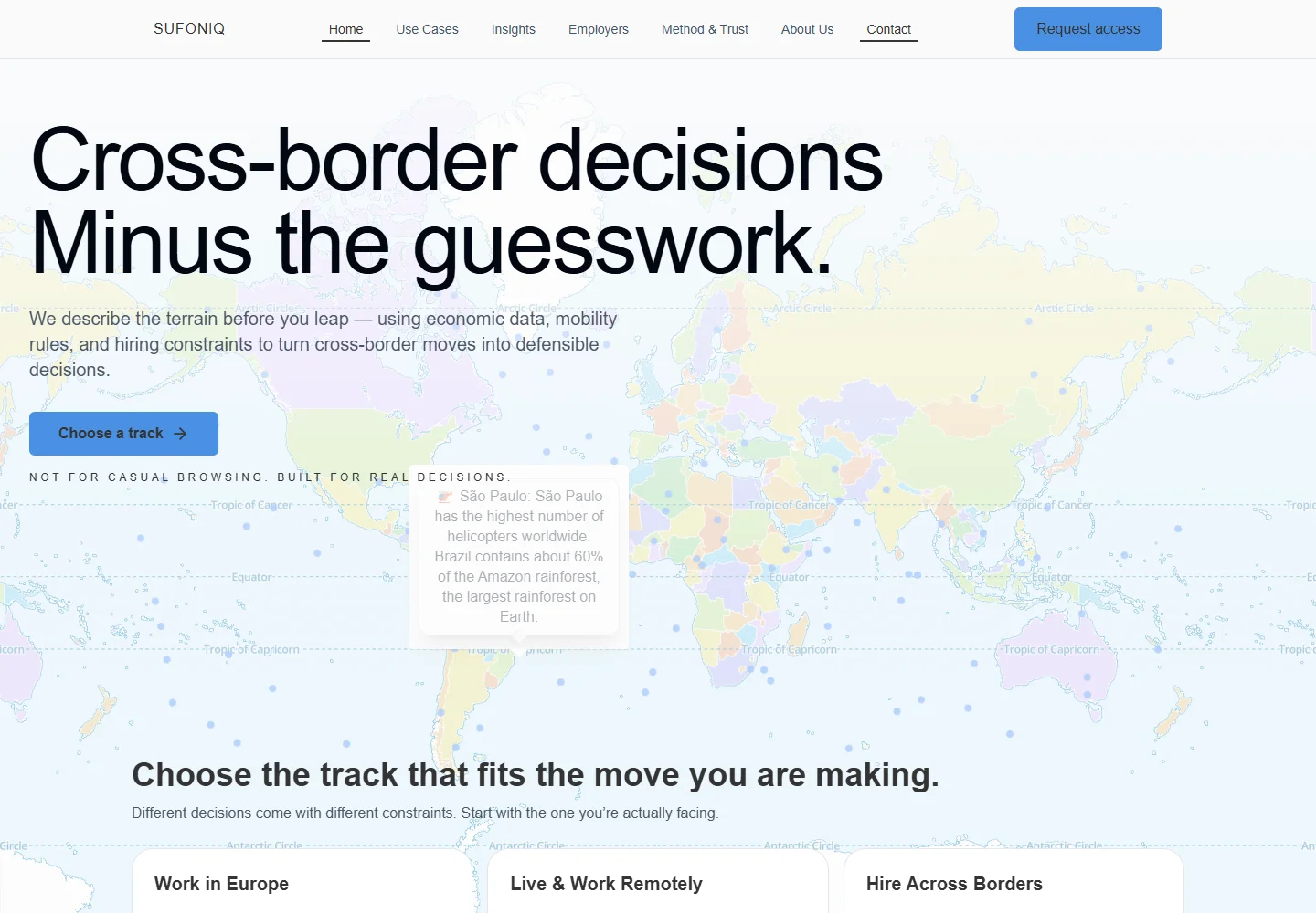 Sufoniq website introducing cross-border services and audience journeys